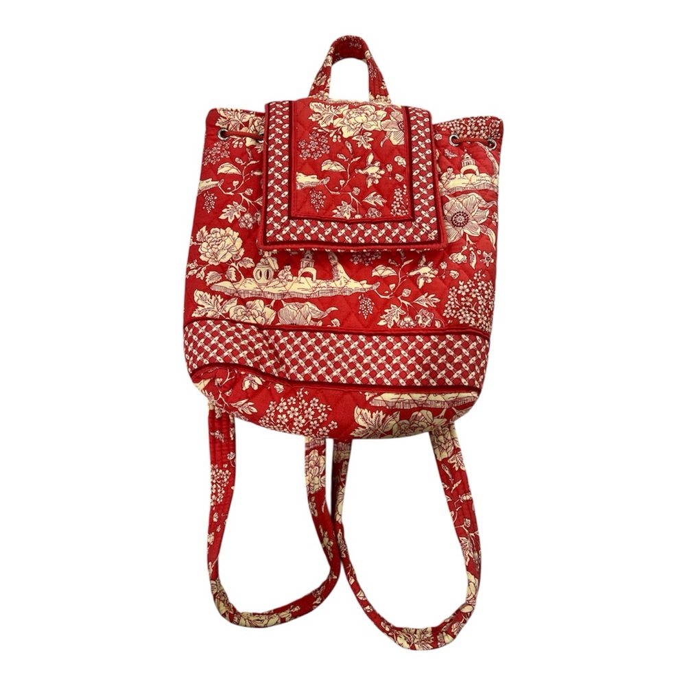 Country Provençal Chinese Quilted Floral Red Backpack - Lightweight Women's Bag